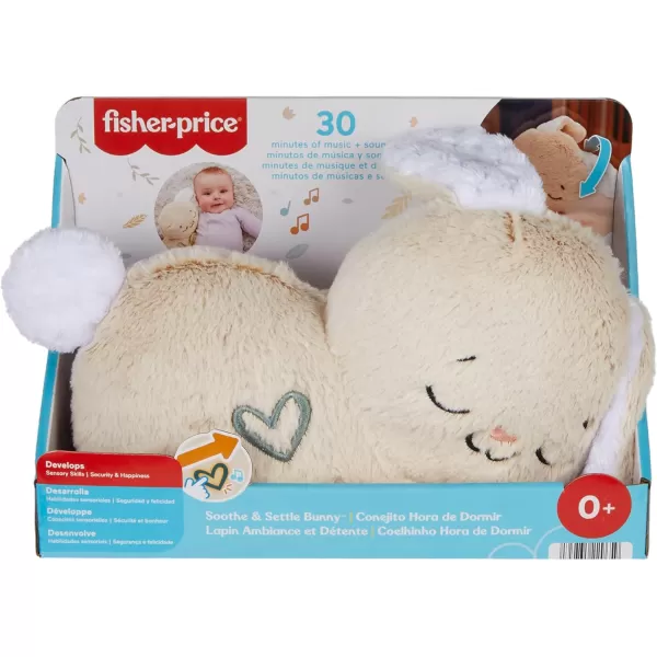 FisherPrice Baby Toy Calming Vibes Puppy Soother Plush Portable Sound Machine with Vibrations for Newborns 0 MonthsBunny Soother