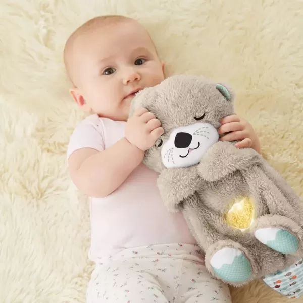 FisherPrice Baby Toy Calming Vibes Puppy Soother Plush Portable Sound Machine with Vibrations for Newborns 0 MonthsOtter Soother