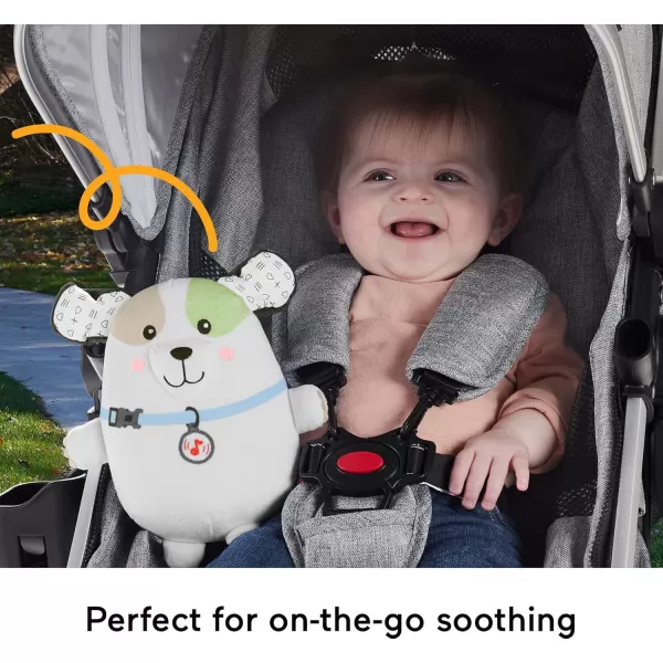 FisherPrice Baby Toy Calming Vibes Puppy Soother Plush Portable Sound Machine with Vibrations for Newborns 0 MonthsPuppy Soother