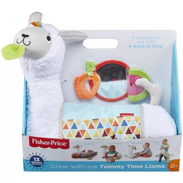 FisherPrice Baby Toy GrowwithMe Tummy Time Llama Wedge Support with Mirror Teether ampamp Rattle Developmental Play for Newborns Ages 0 Months