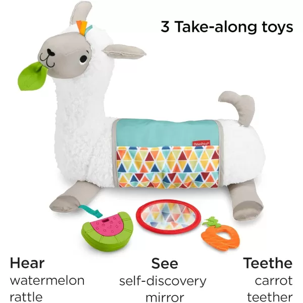 FisherPrice Baby Toy GrowwithMe Tummy Time Llama Wedge Support with Mirror Teether ampamp Rattle Developmental Play for Newborns Ages 0 Months