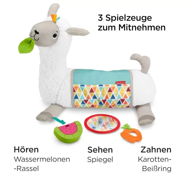 FisherPrice Baby Toy GrowwithMe Tummy Time Llama Wedge Support with Mirror Teether ampamp Rattle for Developmental Play Newborns Ages 0 MonthsLlama Wedge