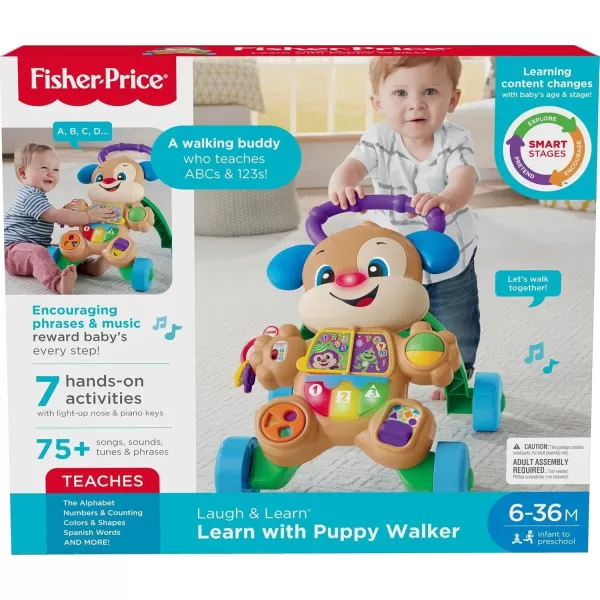 FisherPrice Baby Toy Laugh ampamp Learn Smart Stages Learn with Sis Walker with Music Lights ampamp Activities for Infants Ages 6 MonthsPuppy Walker