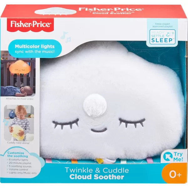 FisherPrice Baby Toy Twinkle ampamp Cuddle Cloud Soother Plush CribAttach Sound Machine with Lights ampamp Music for Newborns 0 MonthsMulticolored