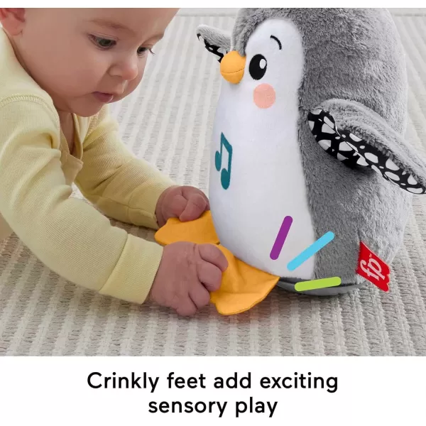 FisherPrice Baby Tummy Time Toy Flap ampamp Wobble Penguin Plush with Music ampamp Motion for Sensory Play Newborns Ages 0 MonthsModern