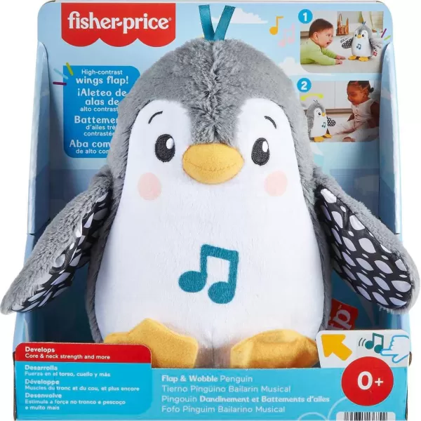 FisherPrice Baby Tummy Time Toy Flap ampamp Wobble Penguin Plush with Music ampamp Motion for Sensory Play Newborns Ages 0 MonthsModern