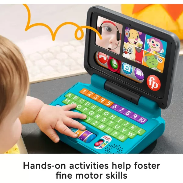 FisherPrice Baby ampamp Toddler Toy Laugh ampamp Learn Lets Connect Laptop Pretend Computer with Smart Stages for Infants Ages 6 Months