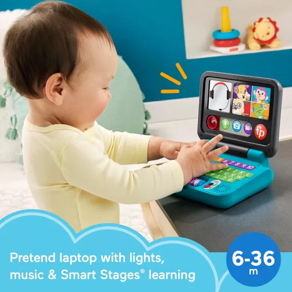 FisherPrice Baby ampamp Toddler Toy Laugh ampamp Learn Lets Connect Laptop Pretend Computer with Smart Stages for Infants Ages 6 Months