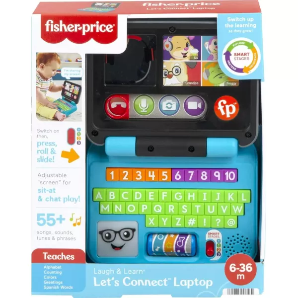 FisherPrice Baby ampamp Toddler Toy Laugh ampamp Learn Lets Connect Laptop Pretend Computer with Smart Stages for Infants Ages 6 Months