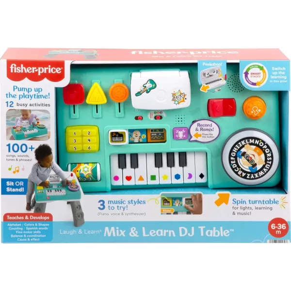 FisherPrice Baby ampamp Toddler Toy Laugh ampamp Learn Mix ampamp Learn DJ Table Musical Activity Center with Lights ampamp Sounds for Infants Ages 6 MonthsSimplified Packaging