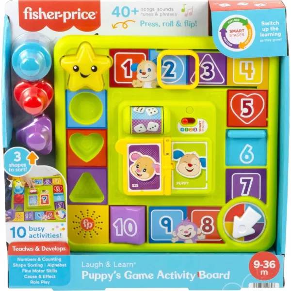 FisherPrice Baby ampamp Toddler Toy Laugh ampamp Learn Puppys Game Activity Board with Smart Stages Learning Content for Infants Ages 9 Months