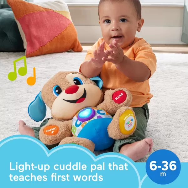 FisherPrice Baby ampamp Toddler Toy Laugh ampamp Learn Smart Stages Sis Musical Plush with Lights ampamp Phrases for Infants Ages 6 MonthsPuppy  White