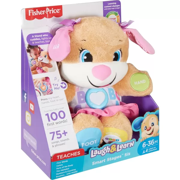 FisherPrice Baby ampamp Toddler Toy Laugh ampamp Learn Smart Stages Sis Musical Plush with Lights ampamp Phrases for Infants Ages 6 MonthsSis  Pink