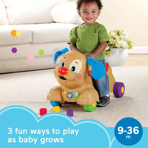 FisherPrice Baby ampamp Toddler Toy Laugh ampamp Learn StridetoRide Puppy Walker ampamp RideOn with Music Lights ampamp Blocks for Infants Ages 9 Months