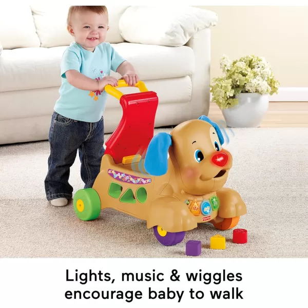 FisherPrice Baby ampamp Toddler Toy Laugh ampamp Learn StridetoRide Puppy Walker ampamp RideOn with Music Lights ampamp Blocks for Infants Ages 9 Months
