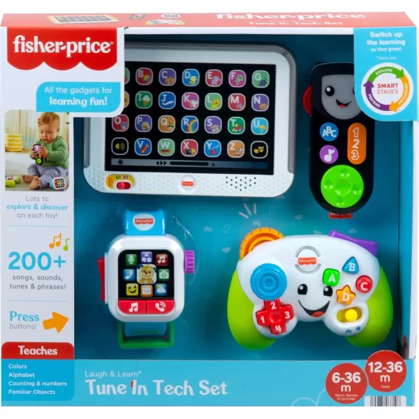 FisherPrice Baby ampamp Toddler Toys Laugh ampamp Learn Tune in Tech Set 4 Learning Activities for Interactive Pretend Play Infants Ages 6 Months