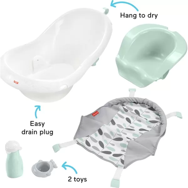 FisherPrice Baby to Toddler Bath 4in1 Sling n Seat Tub with Removable Infant Support and 2 Toys Climbing LeavesClimbing Leaves