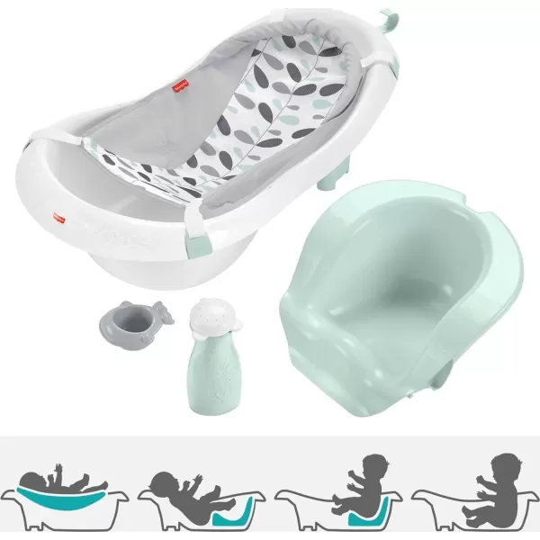 FisherPrice Baby to Toddler Bath 4in1 Sling n Seat Tub with Removable Infant Support and 2 Toys Climbing LeavesClimbing Leaves