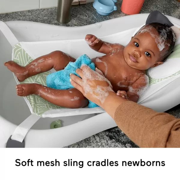 FisherPrice Baby to Toddler Bath 4in1 Sling n Seat Tub with Removable Infant Support and 2 Toys Climbing LeavesExclusive Puppy Headrest
