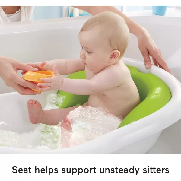 FisherPrice Baby to Toddler Bath 4in1 Sling n Seat Tub with Removable Infant Support and 2 Toys Climbing LeavesGreen