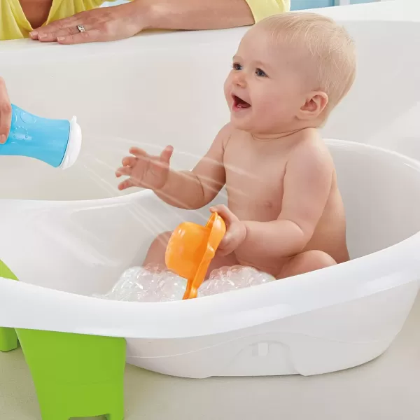 FisherPrice Baby to Toddler Bath 4in1 Sling n Seat Tub with Removable Infant Support and 2 Toys Climbing LeavesGreen
