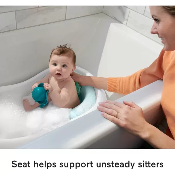 FisherPrice Baby to Toddler Bath 4in1 Sling n Seat Tub with Removable Infant Support and 2 Toys Climbing LeavesPacific Pebble