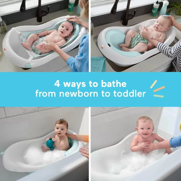 FisherPrice Baby to Toddler Bath 4in1 Sling n Seat Tub with Removable Infant Support and 2 Toys Climbing LeavesPacific Pebble