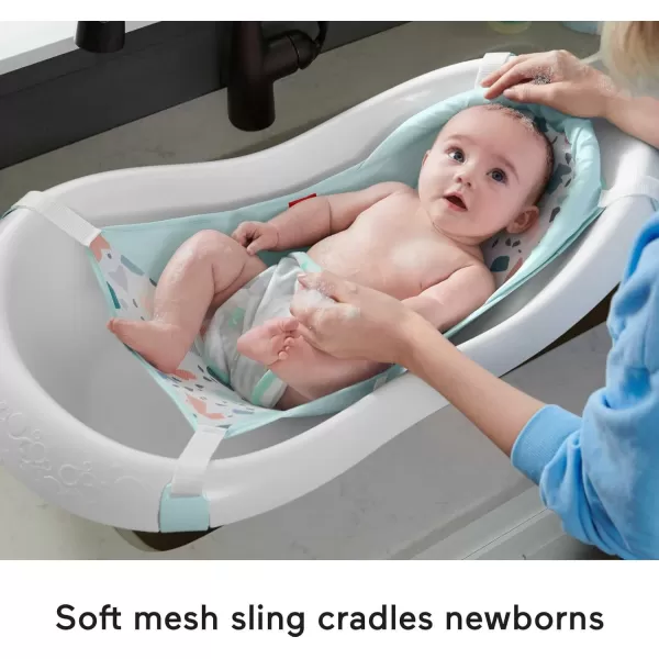 FisherPrice Baby to Toddler Bath 4in1 Sling n Seat Tub with Removable Infant Support and 2 Toys Climbing LeavesPacific Pebble