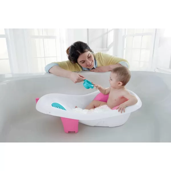 FisherPrice Baby to Toddler Bath 4in1 Sling n Seat Tub with Removable Infant Support and 2 Toys Climbing LeavesPink