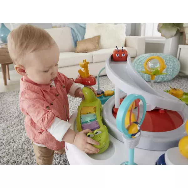 FisherPrice Baby to Toddler Toy 2In1 SitToStand Activity Center with Music Lights and Spiral Ramp Spin N Play Safari