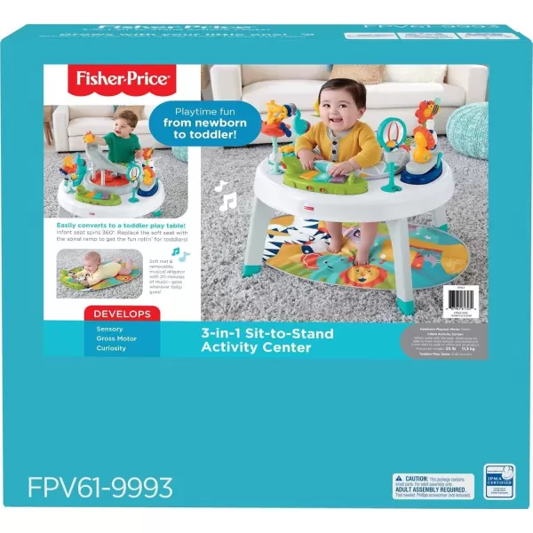 FisherPrice Baby to Toddler Toy 3in1 SittoStand Activity Center with Playmat plus Music Lights and Spiral Ramp