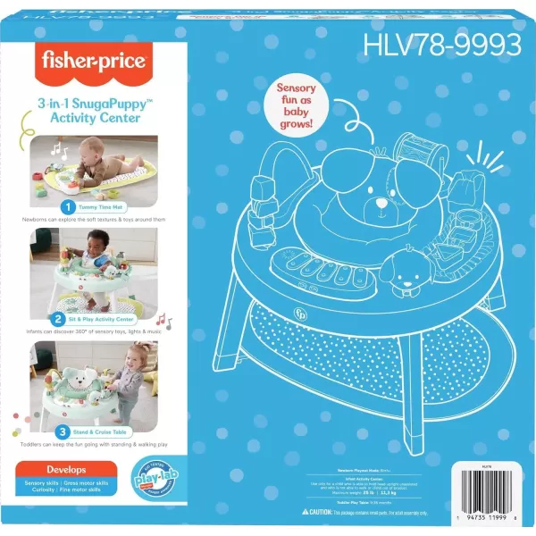 FisherPrice Baby to Toddler Toy 3in1 SnugaPuppy Activity Center and Play Table with Lights Sounds and Developmental Activities