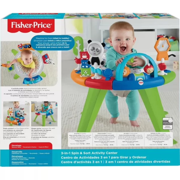 FisherPrice Baby to Toddler Toy 3in1 Spin ampamp Sort Activity Center and Play Table with 10 Activities Happy DotsActivity Center