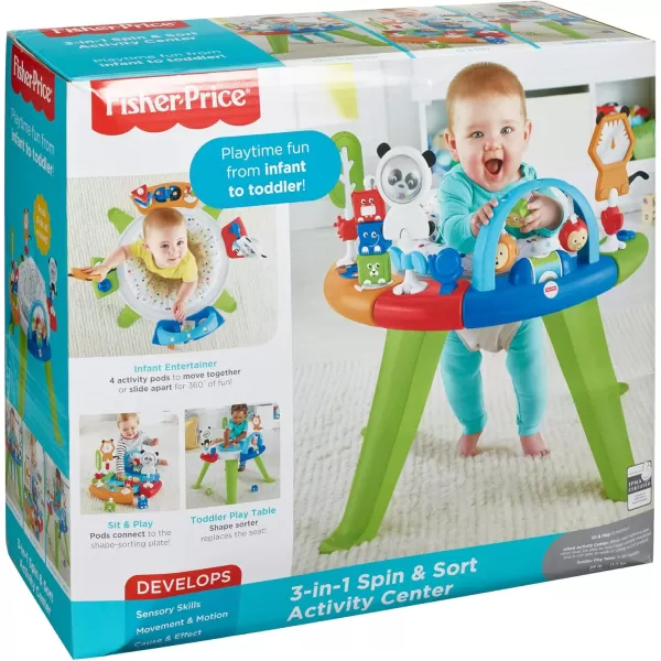 FisherPrice Baby to Toddler Toy 3in1 Spin ampamp Sort Activity Center and Play Table with 10 Activities Happy DotsActivity Center