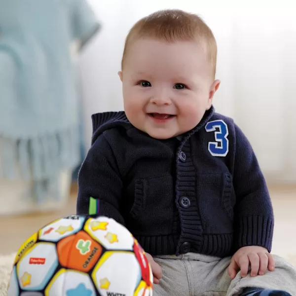 FisherPrice Baby to Toddler Toy Laugh ampamp Learn Singin Soccer Ball Musical Plush with Educational Phrases for Infants Ages 6 Months Amazon ExclusiveRetail Packaging