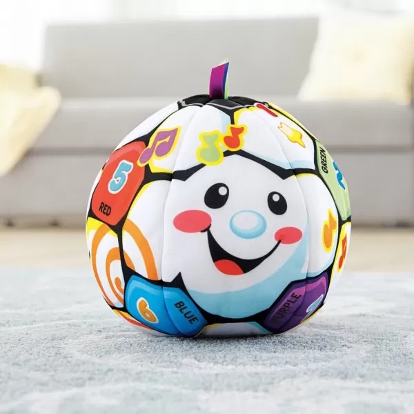 FisherPrice Baby to Toddler Toy Laugh ampamp Learn Singin Soccer Ball Musical Plush with Educational Phrases for Infants Ages 6 Months Amazon ExclusiveRetail Packaging
