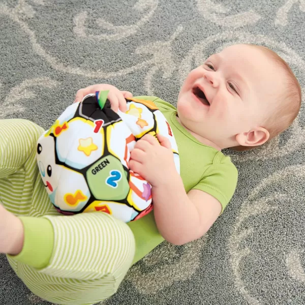 FisherPrice Baby to Toddler Toy Laugh ampamp Learn Singin Soccer Ball Musical Plush with Educational Phrases for Infants Ages 6 Months Amazon ExclusiveRetail Packaging