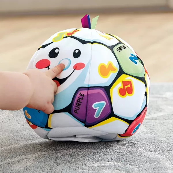 FisherPrice Baby to Toddler Toy Laugh ampamp Learn Singin Soccer Ball Musical Plush with Educational Phrases for Infants Ages 6 Months Amazon ExclusiveRetail Packaging