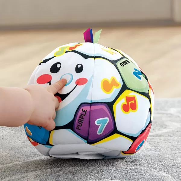 FisherPrice Baby to Toddler Toy Laugh ampamp Learn Singin Soccer Ball Musical Plush with Educational Phrases for Infants Ages 6 Months Amazon ExclusiveRetail Packaging