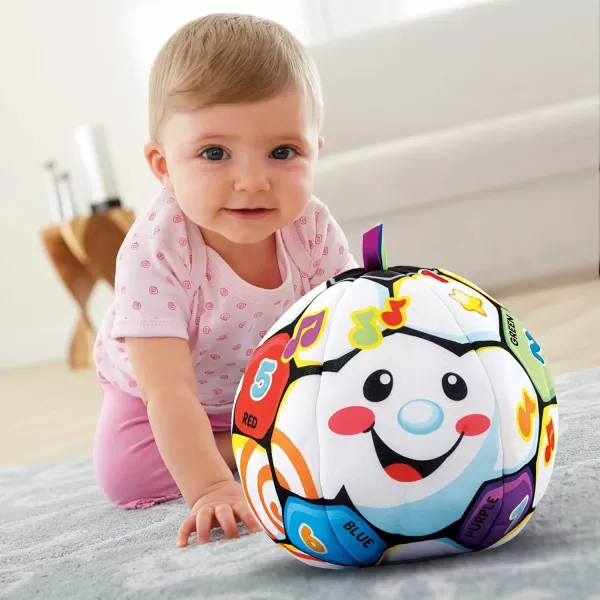 FisherPrice Baby to Toddler Toy Laugh ampamp Learn Singin Soccer Ball Musical Plush with Educational Phrases for Infants Ages 6 Months Amazon ExclusiveEasytoOpen Packaging