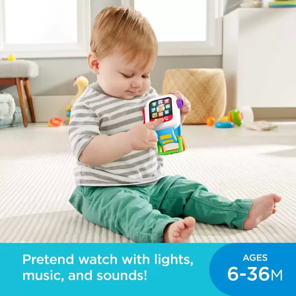 FisherPrice Baby to Toddler Toy Laugh ampamp Learn Time to Learn Smartwatch with Lights ampamp Music for Pretend Play Infants Ages 6 Months