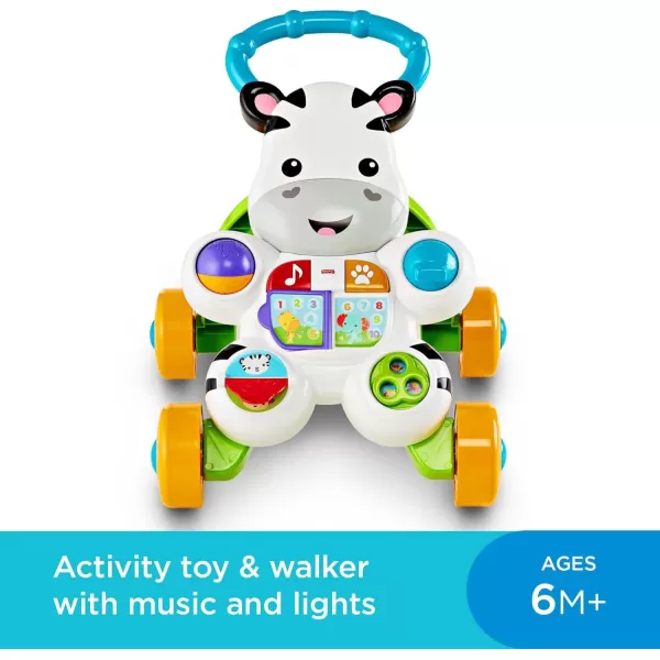 FisherPrice Baby to Toddler Toy Learn with Me Zebra Walker with Educational Music Lights ampamp Activities for Infants Ages 6 MonthsFrustrationFree Packaging