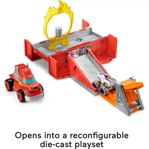 FisherPrice Blaze and The Monster Machines Toy Car Race Track Launch ampamp Stunts Hauler Transforming Playset for Kids Ages 3 Years