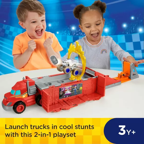 FisherPrice Blaze and The Monster Machines Toy Car Race Track Launch ampamp Stunts Hauler Transforming Playset for Kids Ages 3 Years