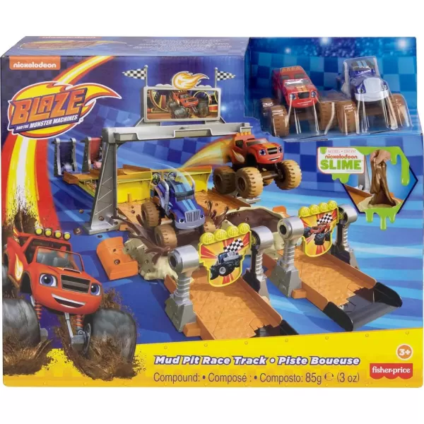 FisherPrice Blaze and the Monster Machines Toy Cars Playset Mud Pit Race Track with Blaze Crusher ampamp Slime for Kids Ages 3 Years