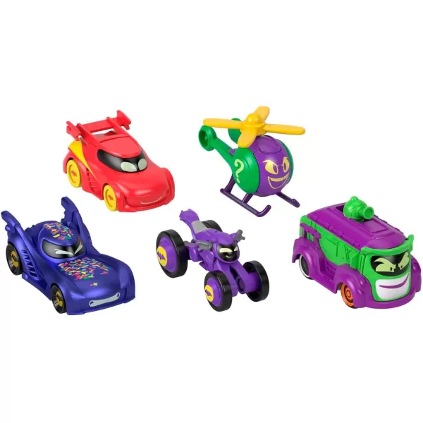 FisherPrice DC Batwheels 155 Scale Toy Cars 5Pack Bam Batmobile Redbird Prank Bibi ampamp Quizz Batcast Metal Diecast Vehicles Ages 35pack of Cars