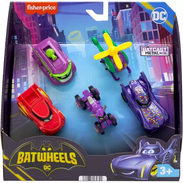 FisherPrice DC Batwheels 155 Scale Toy Cars 5Pack Bam Batmobile Redbird Prank Bibi ampamp Quizz Batcast Metal Diecast Vehicles Ages 35pack of Cars