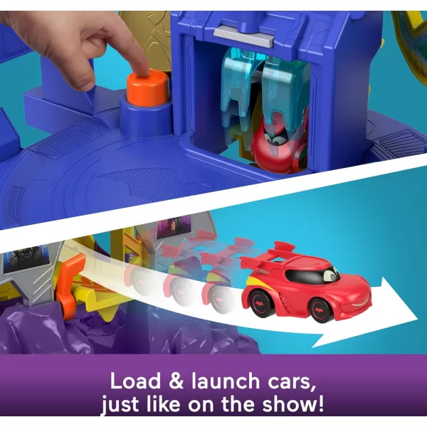 FisherPrice DC Batwheels Toy Car Race Track Playset Launch ampamp Race Batcave with Lights ampamp Sounds Bam The Batmobile ampamp Redbird Vehicles Ages 3 YearsBatcave