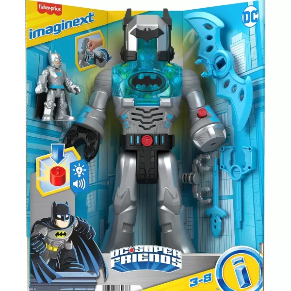 FisherPrice Imaginext DC Super Friends Batman Toy Insider ampamp Exo Suit 12Inch Robot with Lights Sounds ampamp Figure for Ages 3 Years Defender GreyGrey