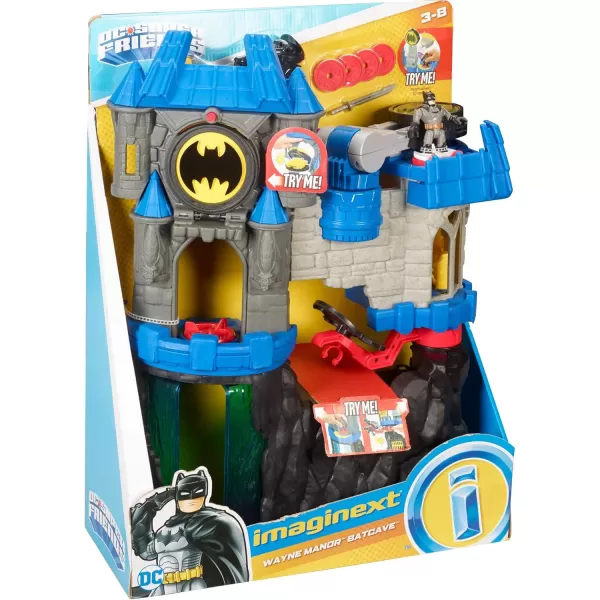 FisherPrice Imaginext DC Super Friends Batman Toy Wayne Manor Batcave Playset with Figure ampamp Batcyle for Pretend Play Kids Ages 3 Years Amazon Exclusive